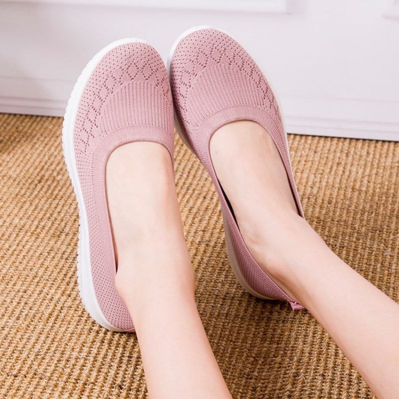 Women's Breathable Knit Slip-On Sneakers – Lightweight Casual Walking Shoes