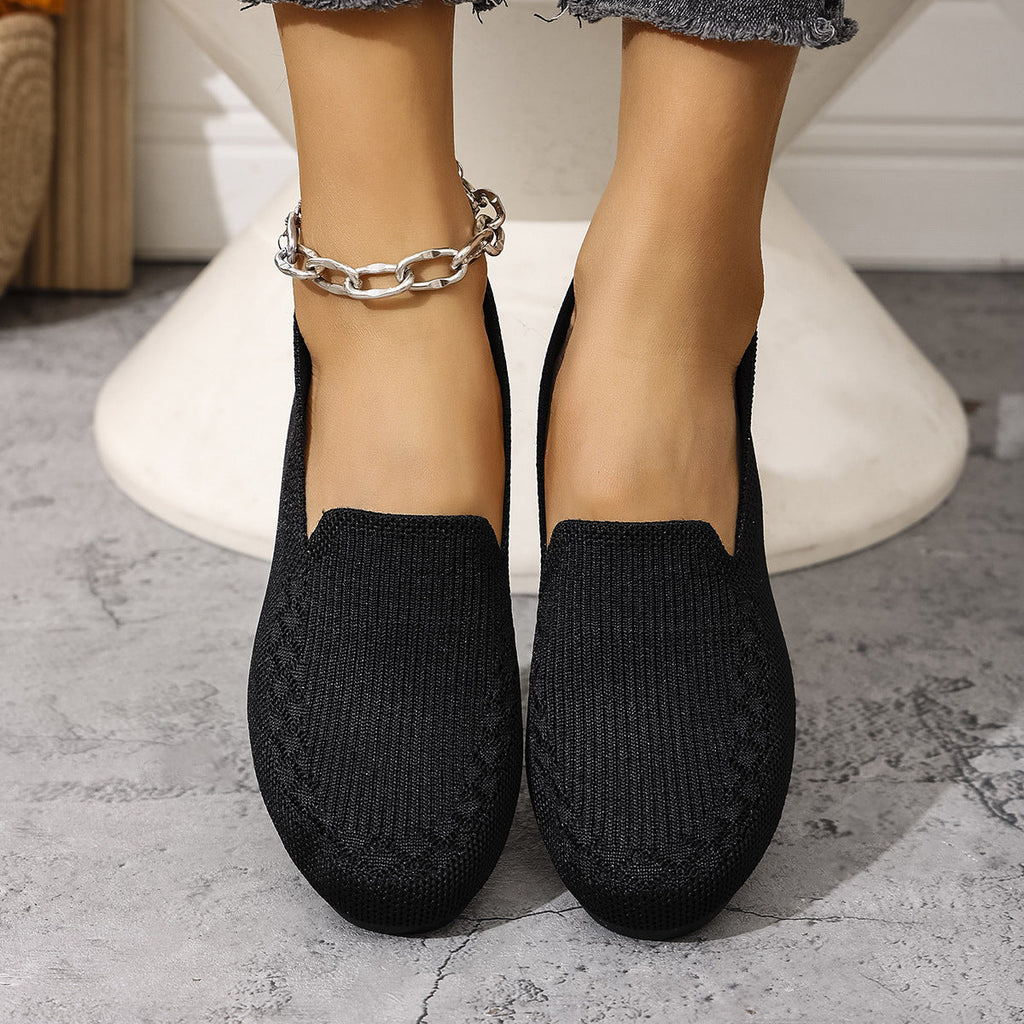 Women's Breathable Knit Slip-On Sneakers – Lightweight Casual Walking Shoes