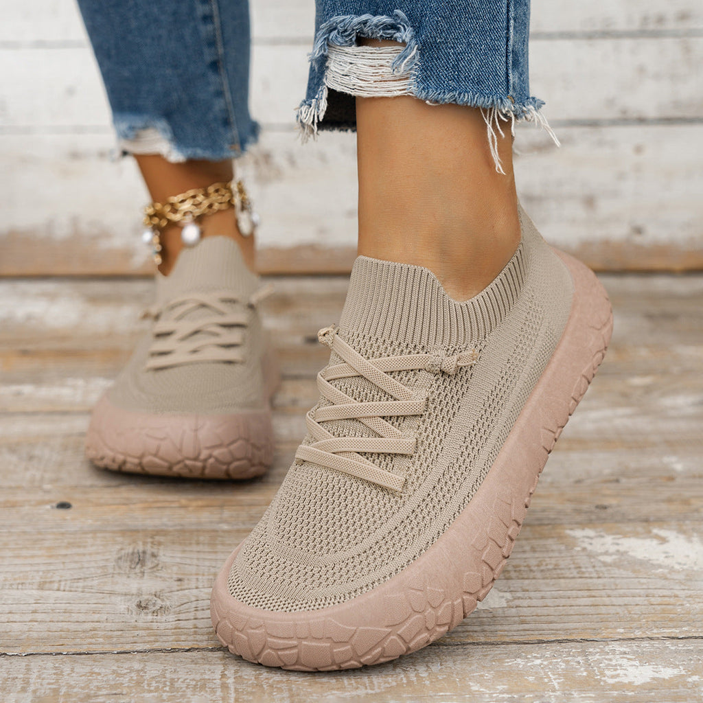 Women's Lightweight Knit Slip-On Sneakers - Breathable Flyknit Casual Shoes