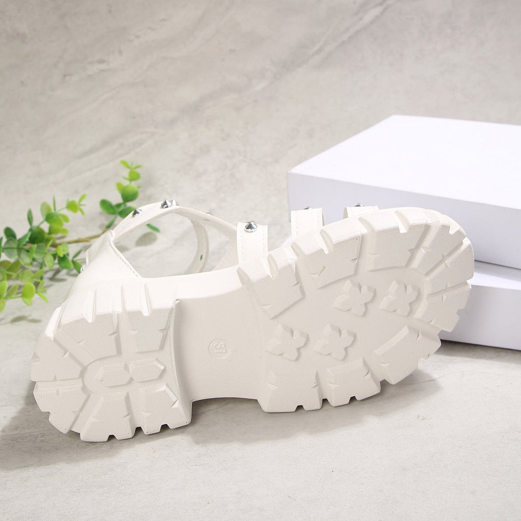 Women's Studded Platform Chunky Sandals - Strappy Buckle Gladiator Heels