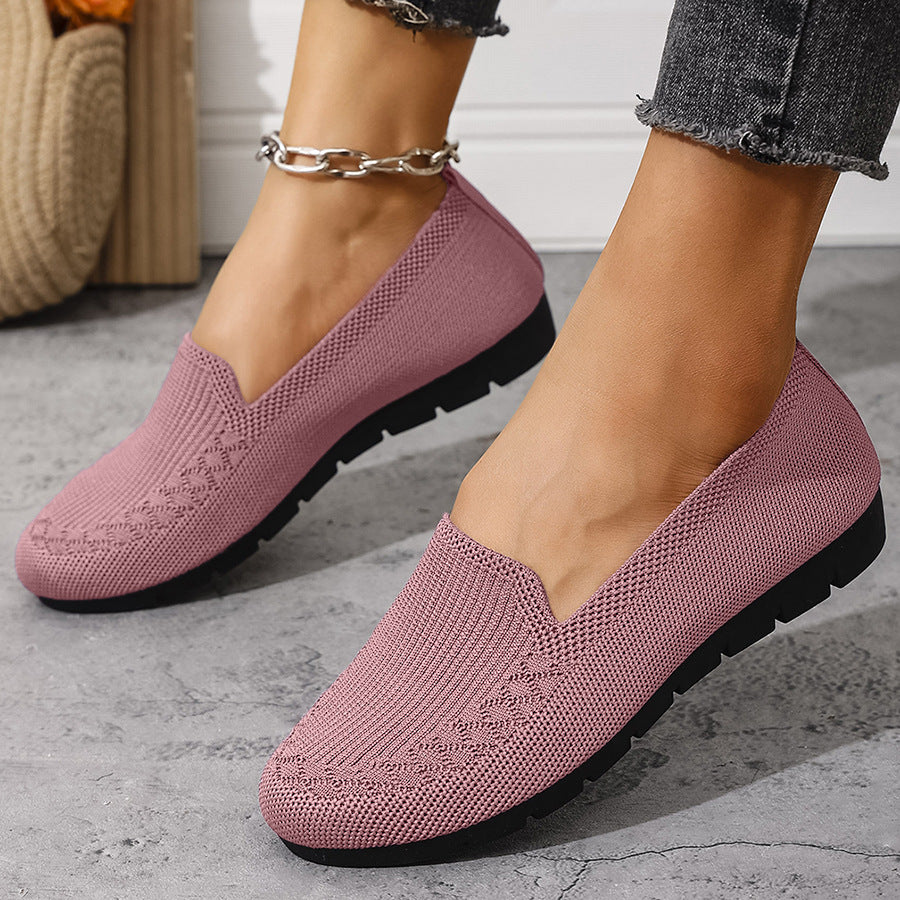 Women's Breathable Knit Slip-On Sneakers – Lightweight Casual Walking Shoes
