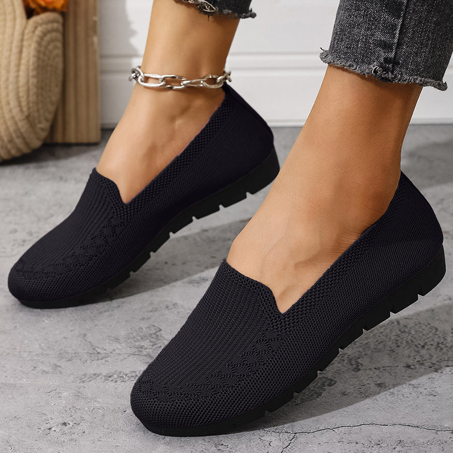 Women's Breathable Knit Slip-On Sneakers – Lightweight Casual Walking Shoes