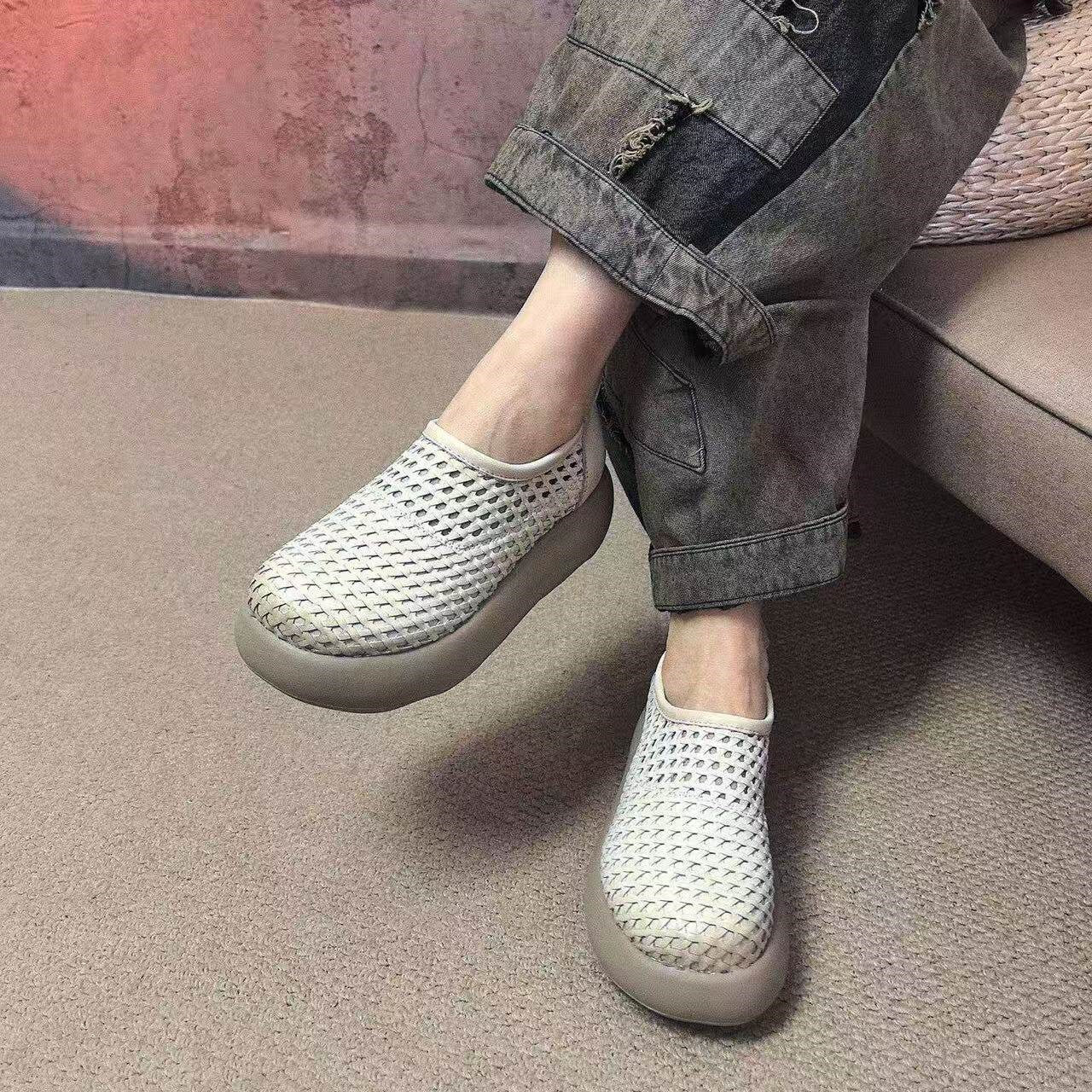 Women's Woven Breathable Slip-On Platform Sneakers