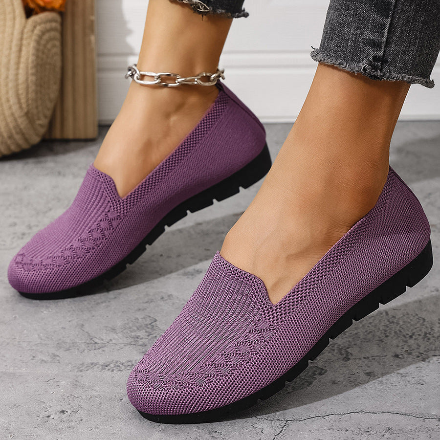 Women's Breathable Knit Slip-On Sneakers – Lightweight Casual Walking Shoes