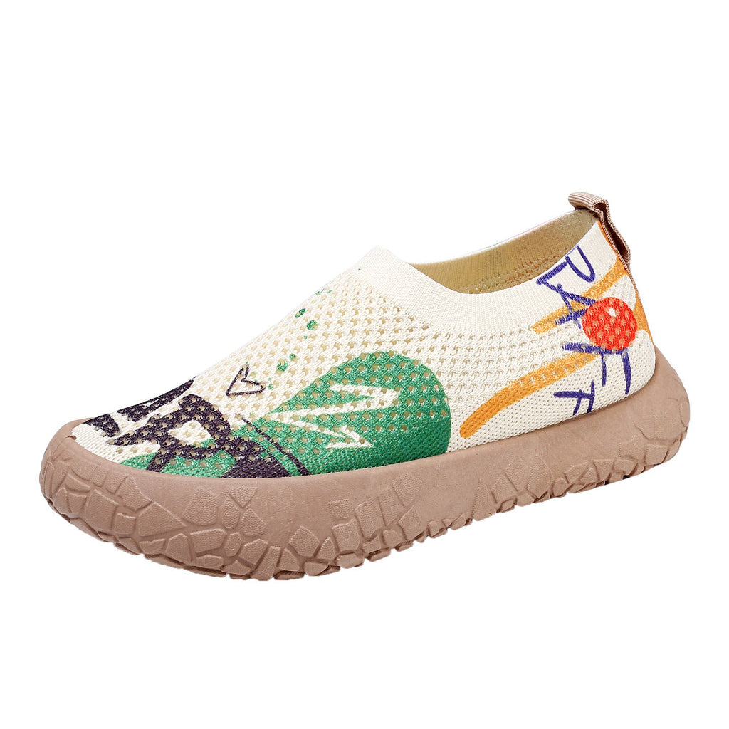 Women's Breathable Slip-On Sneakers - Colorful Comfort Walking Shoes