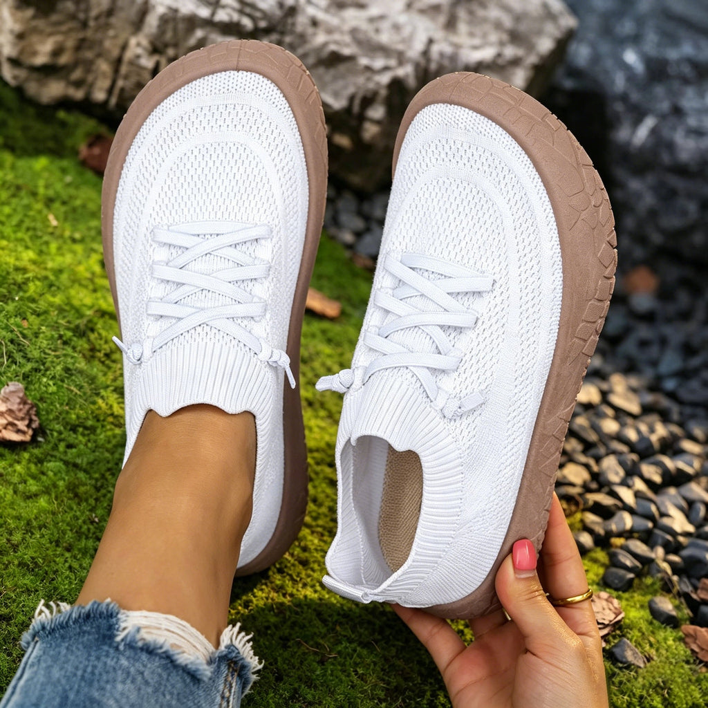Women's Lightweight Knit Slip-On Sneakers - Breathable Flyknit Casual Shoes