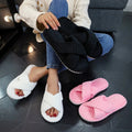 Cozy Corduroy Cross Strap Slides – Plush Platform Slippers