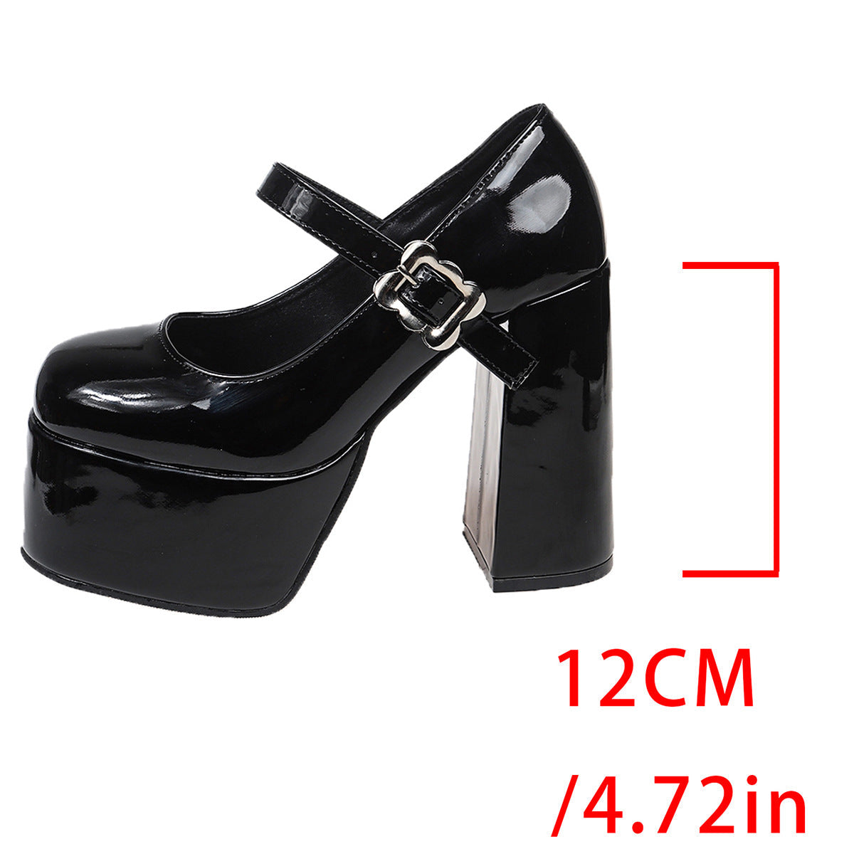 Women's Platform Mary Jane Shoes Chunky Block Heel Patent Leather Pumps
