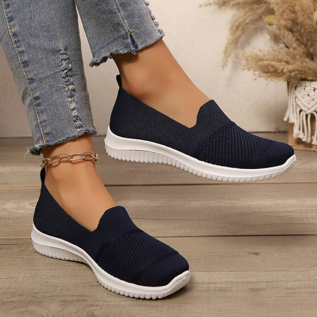 Women's Breathable Mesh Knit Slip-On Sneakers - Lightweight Walking Shoes