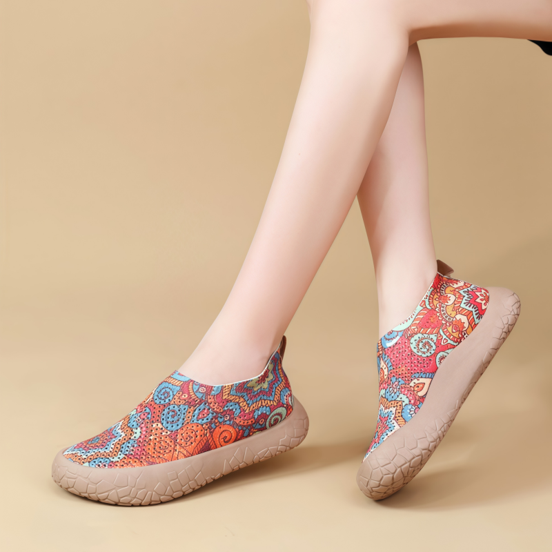 Women's Breathable Slip-On Sneakers - Colorful Comfort Walking Shoes