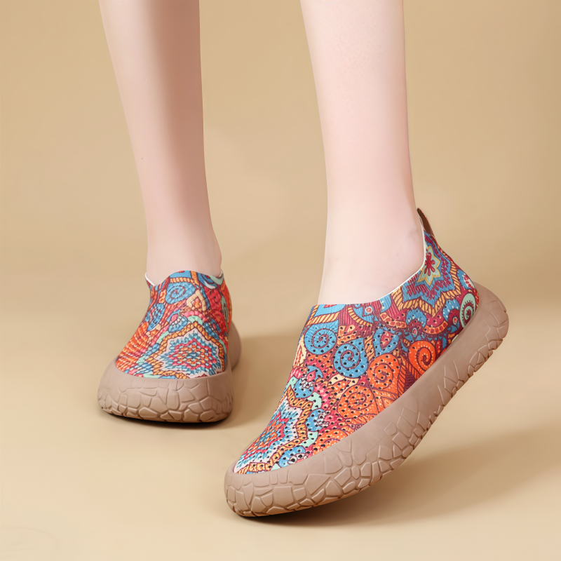 Women's Breathable Slip-On Sneakers - Colorful Comfort Walking Shoes
