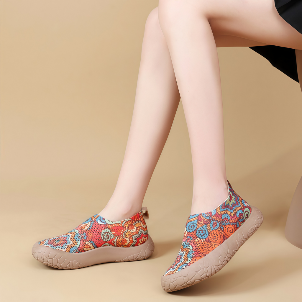 Women's Breathable Slip-On Sneakers - Colorful Comfort Walking Shoes