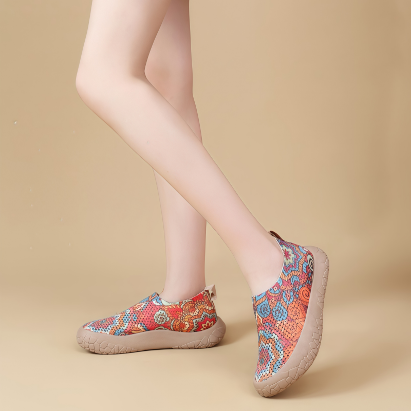 Women's Breathable Slip-On Sneakers - Colorful Comfort Walking Shoes
