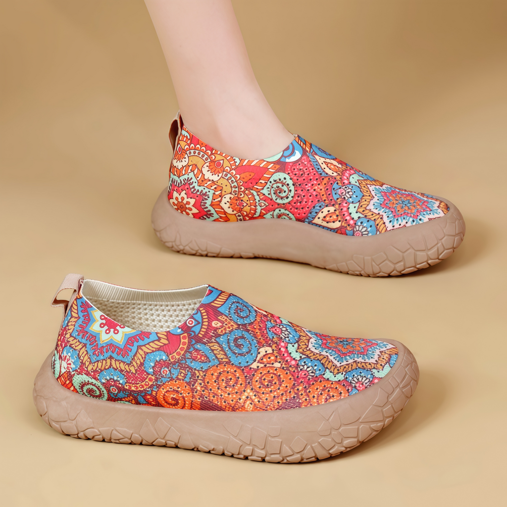 Women's Breathable Slip-On Sneakers - Colorful Comfort Walking Shoes