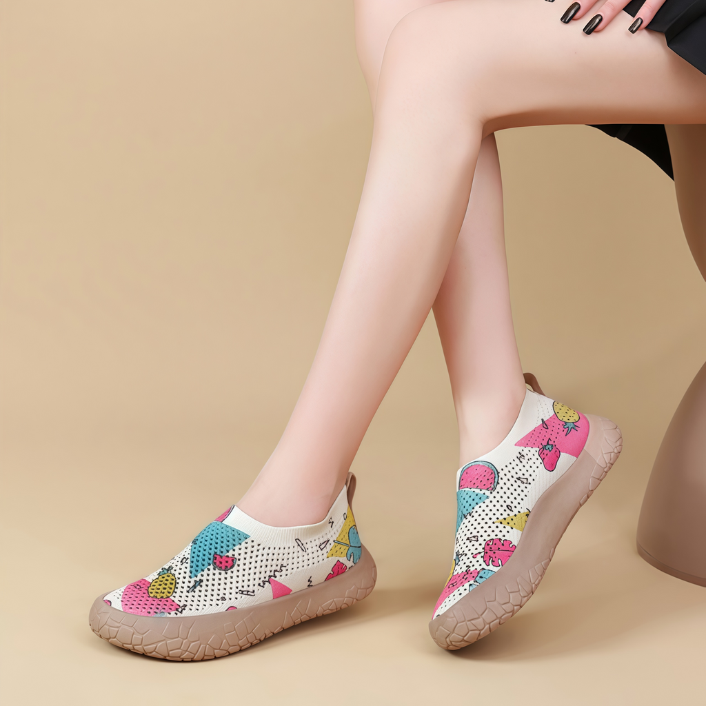 Women's Breathable Slip-On Sneakers - Colorful Comfort Walking Shoes