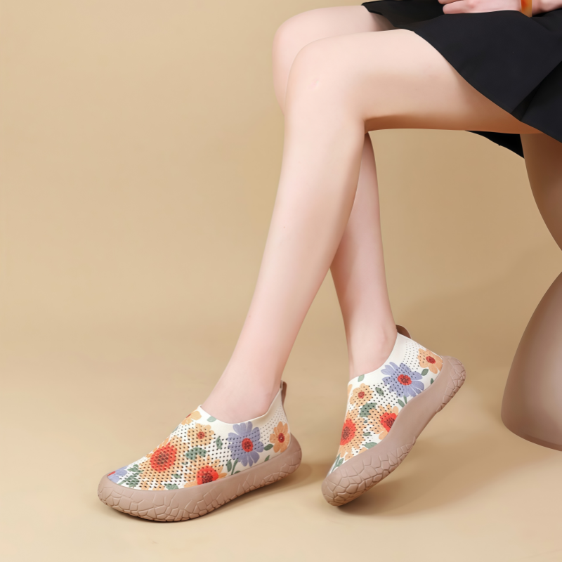 Women's Breathable Slip-On Sneakers - Colorful Comfort Walking Shoes
