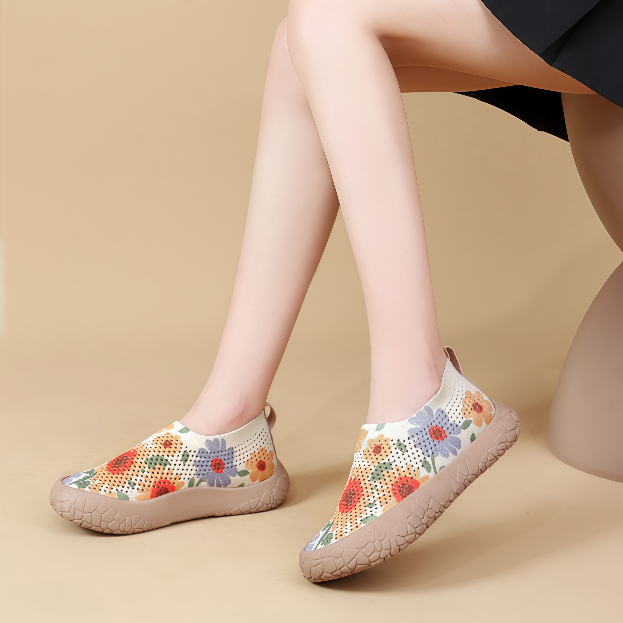 Women's Breathable Slip-On Sneakers - Colorful Comfort Walking Shoes