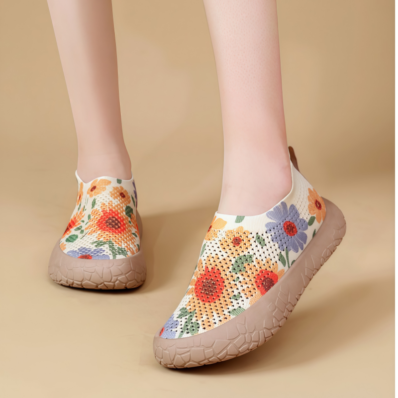 Women's Breathable Slip-On Sneakers - Colorful Comfort Walking Shoes