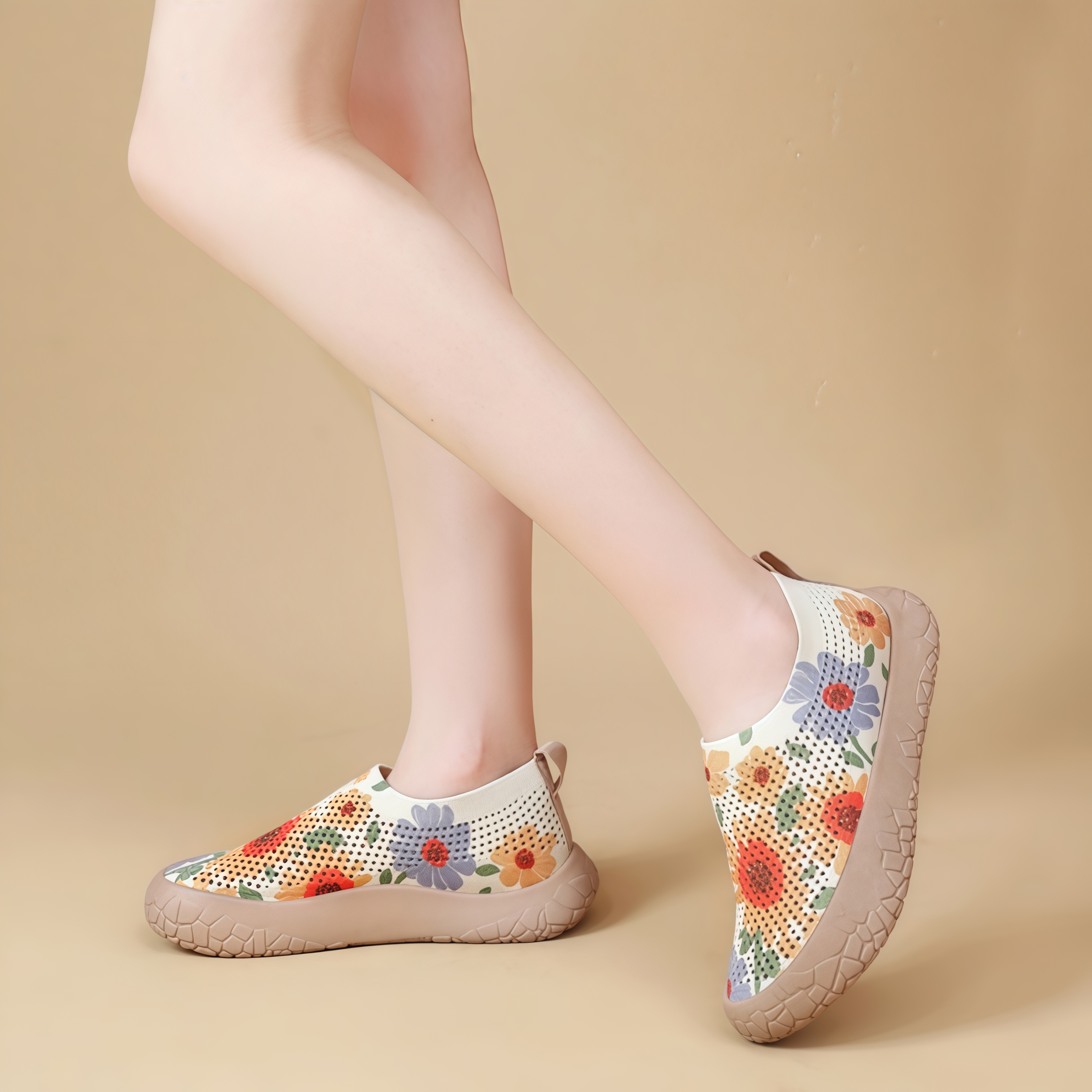 Women's Breathable Slip-On Sneakers - Colorful Comfort Walking Shoes