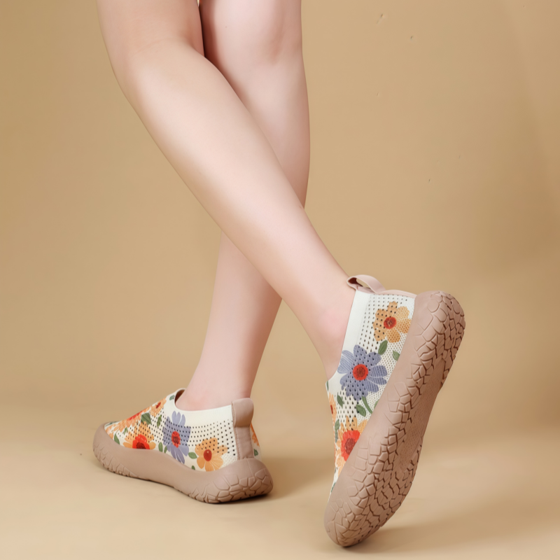 Women's Breathable Slip-On Sneakers - Colorful Comfort Walking Shoes