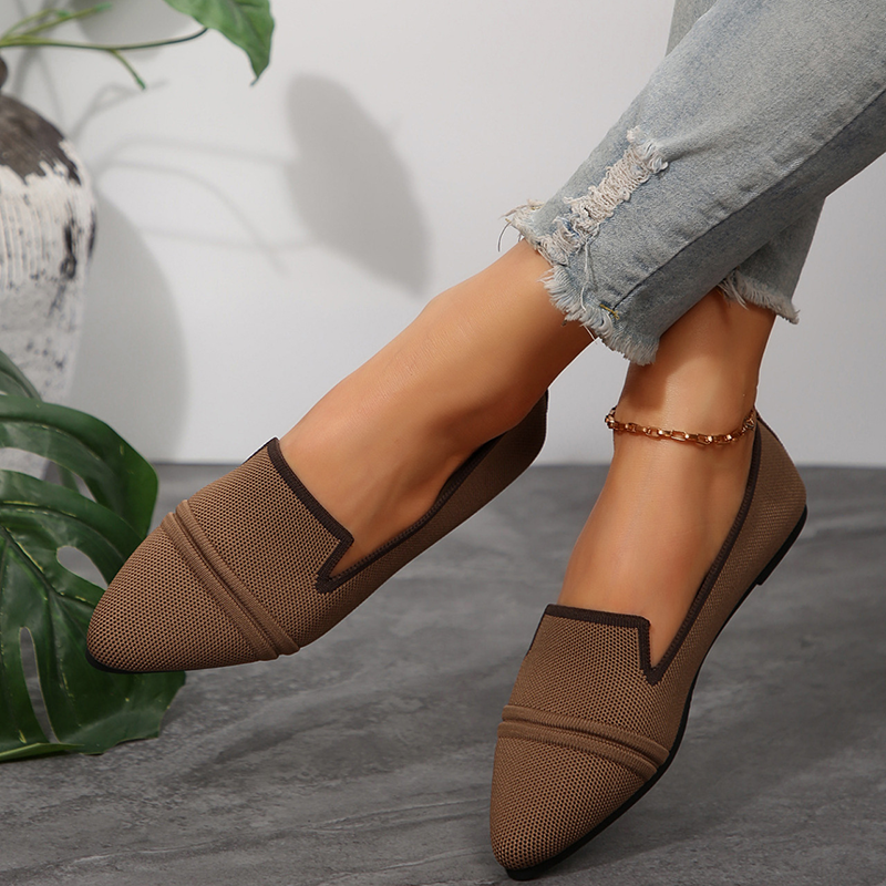 Women's Breathable Knit Pointed-Toe Loafers – Lightweight and Comfortable