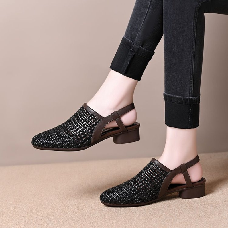 Women's Vintage Woven Cut-Out Slingback Sandals