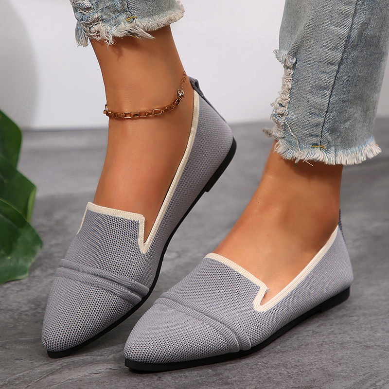 Women's Breathable Knit Pointed-Toe Loafers – Lightweight and Comfortable