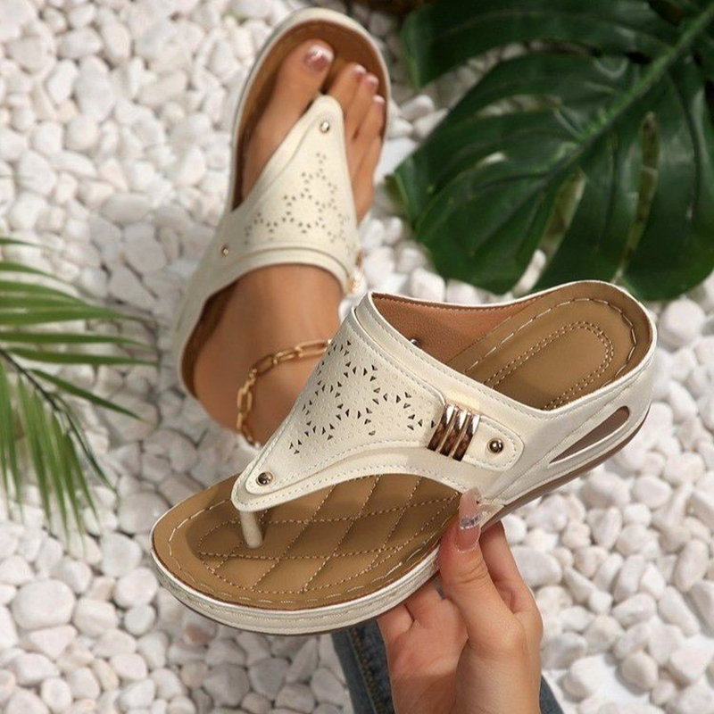 Women's Cut-out Platform Wedge Flip-Flops – Comfortable Thong Sandals