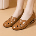 Elegant Woven Cutout Slip-On Flats for Women – Breathable Low Heel Comfort Shoes